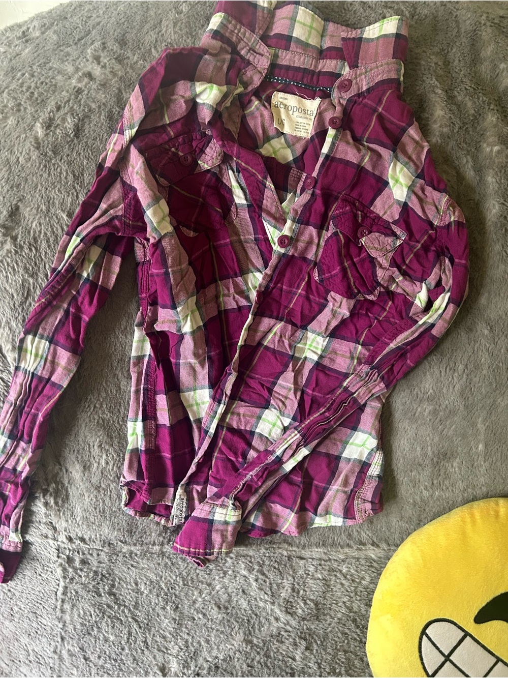 Vintage Aeropostale Purple Plaid Button-Up Shirt